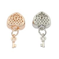Zinc Alloy European Beads, heart and key, plated, hollow Approx 3mm 