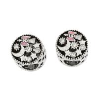 Rhinestone Zinc Alloy European Beads, antique silver color plated, enamel & with rhinestone Approx 5.5mm 