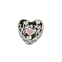 Enamel Zinc Alloy European Beads, Heart, antique silver color plated Approx 5mm 