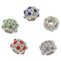 Strass Zink Legierung Europa Perlen, Zinklegierung, silberfarben plattiert, mit Strass, keine, 11x8mm, Bohrung:ca. 5mm, 30PCs/Tasche, verkauft von Tasche