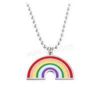 Stainless Steel Sweater Chain Necklace, 316L Stainless Steel, Rainbow, Unisex & enamel, multi-colored Approx 23.6 Inch 