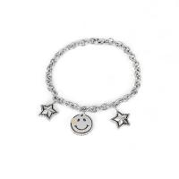 Stainless Steel Charm Bracelet, 316L Stainless Steel, Smiling Face, plated, mixed pattern & Unisex, metallic color plated, 12mm Approx 7.5 Inch 