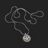Stainless Steel Sweater Chain Necklace, 316L Stainless Steel, Smiling Face, plated, with letter pattern & for woman, metallic color plated Approx 25.6 Inch 