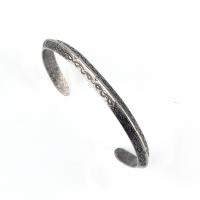 Stainless Steel Cuff Bangle, 316L Stainless Steel, antique silver color plated, Adjustable & Unisex  