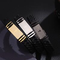 PU Leather Bracelet, with Stainless Steel, plated, fashion jewelry & for man 13mm Approx 8.85 Inch 