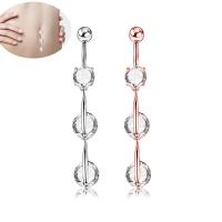 Stainless Steel Belly Ring, with Cubic Zirconia, for woman 