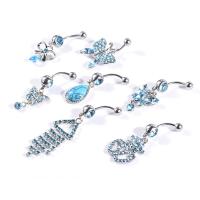 Stainless Steel Belly Ring, 7 pieces & fashion jewelry & Unisex & with rhinestone, 1.6mmx10mmx5mm 