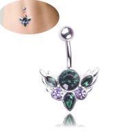 Stainless Steel Belly Ring, for woman & with rhinestone 