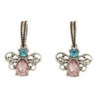 Zinc Alloy European Pendants, antique silver color plated, with rhinestone & hollow Approx 