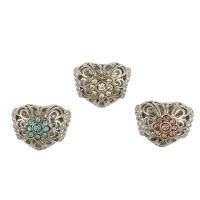 Rhinestone Zinc Alloy European Beads, Heart, silver color plated, with rhinestone Approx 4.5mm 