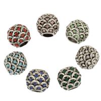 Rhinestone Zinc Alloy European Beads, Round, antique silver color plated, with rhinestone Approx 4.5mm 