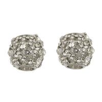 Rhinestone Zinc Alloy European Beads, Round, silver color plated, with rhinestone, 11mm Approx 5mm 