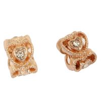 Rhinestone Zinc Alloy European Beads, rose gold color plated, with rhinestone Approx 4.5mm 