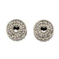 Rhinestone Zinc Alloy European Beads, silver color plated, with rhinestone & hollow Approx 5mm 