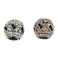 Rhinestone Zinc Alloy European Beads, antique silver color plated, with rhinestone 11mm Approx 4.5mm 