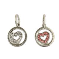 Zinc Alloy European Pendants, silver color plated, with rhinestone & hollow Approx 5.5mm 