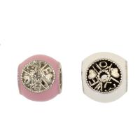 Enamel Zinc Alloy European Beads, silver color plated Approx 5mm 