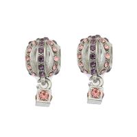 Rhinestone Zinc Alloy European Beads, silver color plated, with rhinestone Approx 4.5mm 