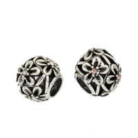Rhinestone Zinc Alloy European Beads, antique silver color plated, with rhinestone Approx 5mm 