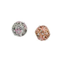 Rhinestone Zinc Alloy European Beads, antique silver color plated, enamel & with rhinestone Approx 4.5mm 