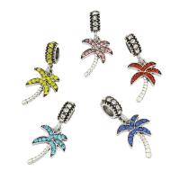 Zinc Alloy European Pendants, Palm Tree, silver color plated, with rhinestone Approx 4.5mm 