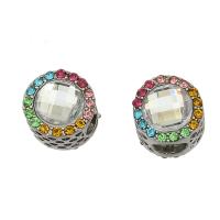Rhinestone Zinc Alloy European Beads, silver color plated, with rhinestone Approx 5mm 