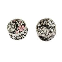 Rhinestone Zinc Alloy European Beads, antique silver color plated, with rhinestone Approx 4.6mm 