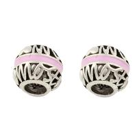 Enamel Zinc Alloy European Beads, antique silver color plated, 10mm Approx 4.6mm 