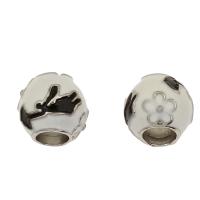 Enamel Zinc Alloy European Beads, silver color plated, 10mm Approx 5mm 