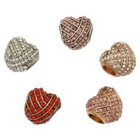 Rhinestone Zinc Alloy European Beads, Heart, plated, with rhinestone Approx 4.7mm 