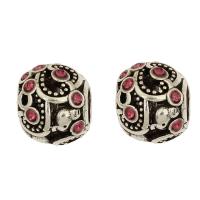 Rhinestone Zinc Alloy European Beads, antique silver color plated, with rhinestone Approx 4.8mm 