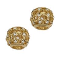 Rhinestone Zinc Alloy European Beads, gold color plated, with rhinestone Approx 5mm 