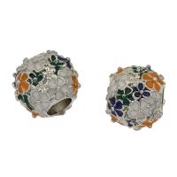 Enamel Zinc Alloy European Beads, silver color plated Approx 4.6mm 