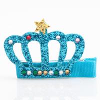 Alligator Hair Clip, Non-woven Fabrics, with glitter leather & Zinc Alloy, Crown, Girl & with rhinestone 55mm 