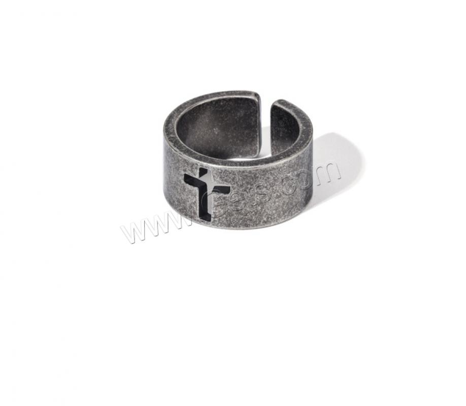 Stainless Steel Finger Ring, 316L Stainless Steel, antique silver color plated, different size for choice & for man & hollow, metallic color plated, Sold By Strand