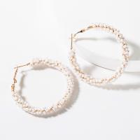 Zinc Alloy Hoop Earring, with Glass Beads, plated, fashion jewelry & for woman 