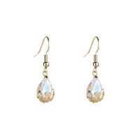 Sterling Silver Drop Earring, 925 Sterling Silver, with Cubic Zirconia, plated, fashion jewelry & for woman, golden 