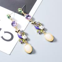 Boucle d'oreille goutte argent sterling, Argent sterling 925, avec zircon cubique, Placage, bijoux de mode & pour femme, multicolore Vendu par paire