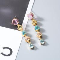 Boucle d'oreille goutte argent sterling, Argent sterling 925, avec zircon cubique, Placage, bijoux de mode & pour femme, multicolore Vendu par paire