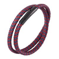 PU Leather Cord Bracelets, Stainless Steel, fashion jewelry & Unisex 