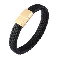 PU Leather Cord Bracelets, Stainless Steel, with Microfiber PU, fashion jewelry & Unisex 