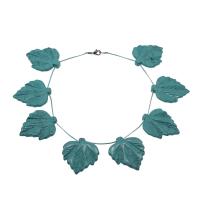 Gemstone Necklaces, with Nylon Cord & Brass, Leaf, platinum color plated & Unisex Approx 18.5 Inch 