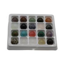 Perles de pierre gemme mixte, avec Boîte en plastique, Rond, couleurs mélangées, 20mm îte, Vendu par boîte