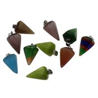Gemstone Brass Pendants, with Brass, platinum color plated, random style, 24.7*14mm Approx 2.3mm 