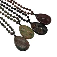 Gemstone Sweater Necklace, with Nylon Cord & Unisex, 56*40*7mm,8mm Approx 26.7 Inch 