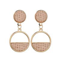 Zinc Alloy Drop Earring, with Straw, stainless steel post pin, gold color plated, for woman 50mm 