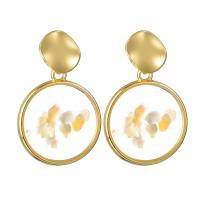 Zinc Alloy Drop Earring, with Stone, stainless steel post pin, gold color plated, for woman & epoxy gel, 30mm 