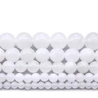 Weiße Chalcedon Perlen, Weiß Chalcedon, rund, poliert, DIY & verschiedene Größen vorhanden, keine, Bohrung:ca. 1mm, verkauft von Strang