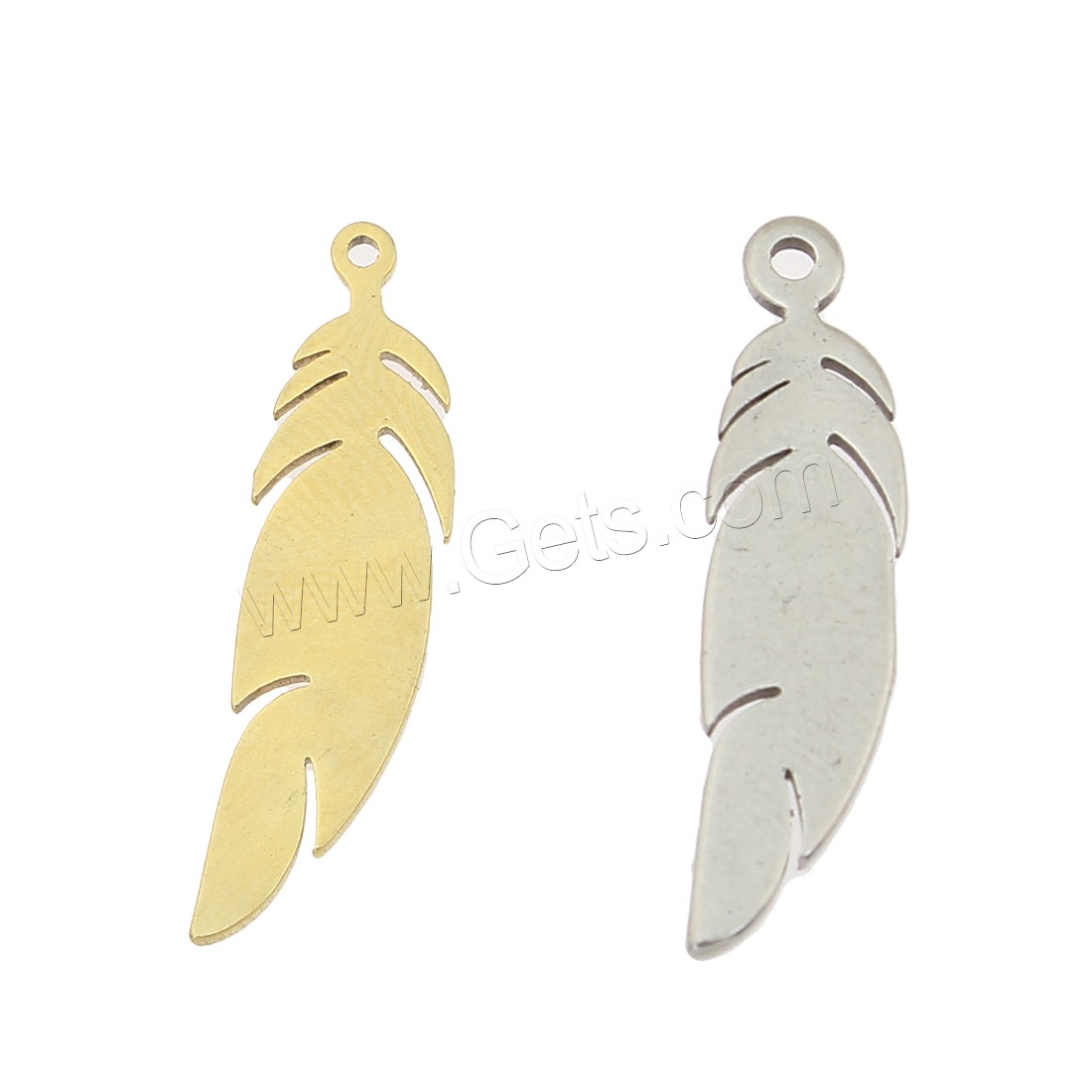 Stainless Steel Feather Pendant, different size for choice, more colors for choice, 24x6x1mm, Hole:Approx 1.1mm, 50PCs/Bag, Sold By Bag