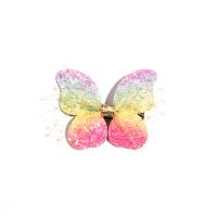 Alligator Hair Clip, Zinc Alloy, with glitter leather, Butterfly, Girl & gradient color 